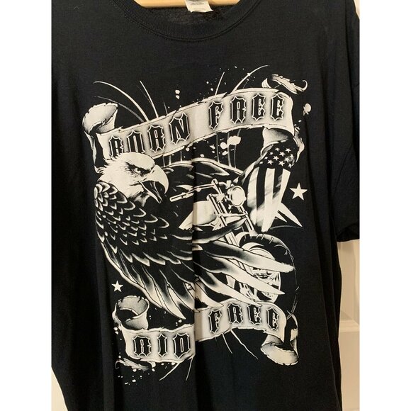 Born Free Ride Free Motorcycle Eagle Sz XL Gildan T Shirt - Picture 3 of 6